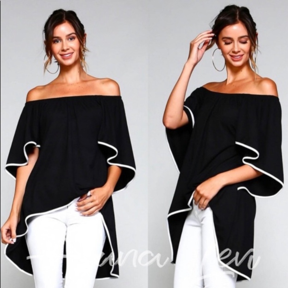 NWT ❤️ Off Shoulder Contrast Trim High Low Tunic